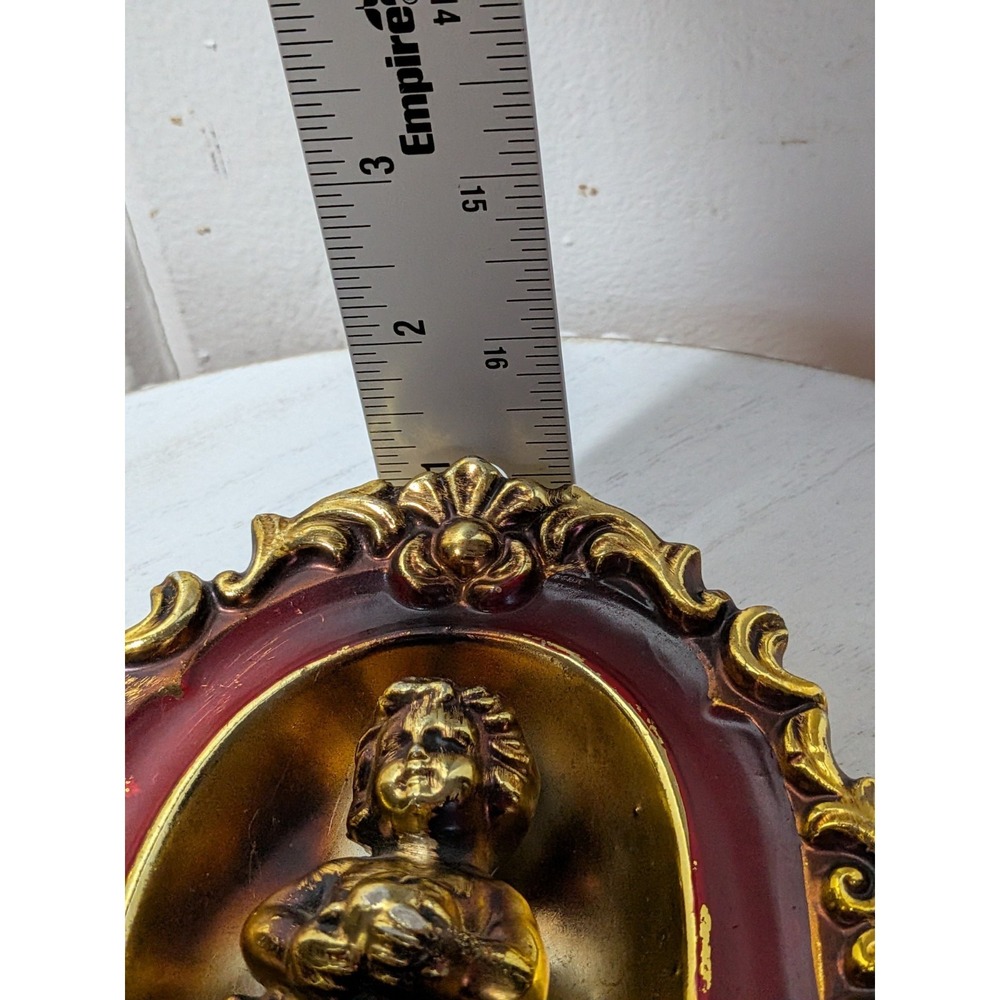 Vintage Gold-Tone Cherub/Putto Wall Plaque — Baroque Style, Made in Japan - Picture 8 of 10